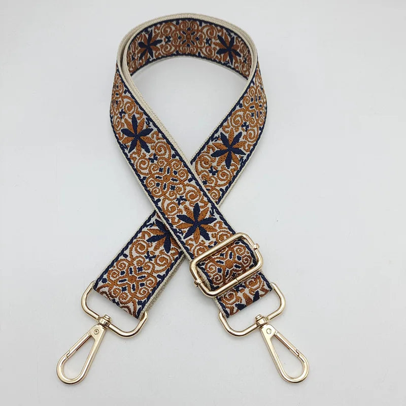 Ethnic Style Embroidered Messenger Single Shoulder Width Bag Strap Woven Long Shoulder Strap Adjustable Bag Replacement Strap