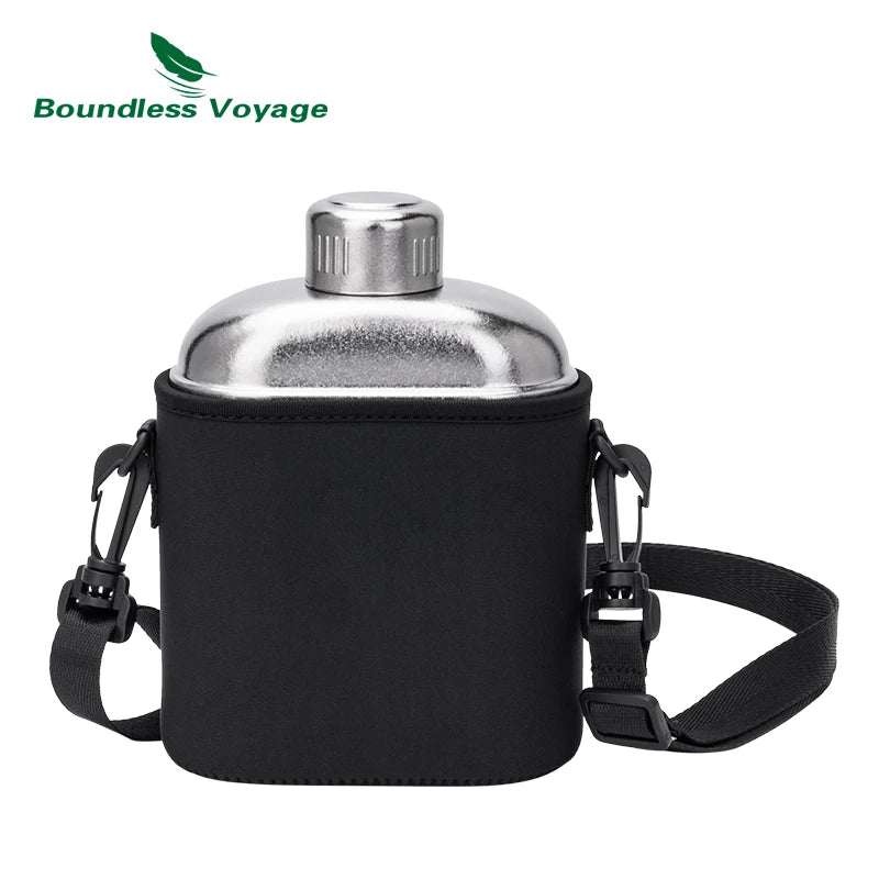 Boundless Voyage Camping Titanium Bottle with Carry Bag 1.1L Open Flame Heating Canteen Leakproof Drinkware for Hiking Ti3012D