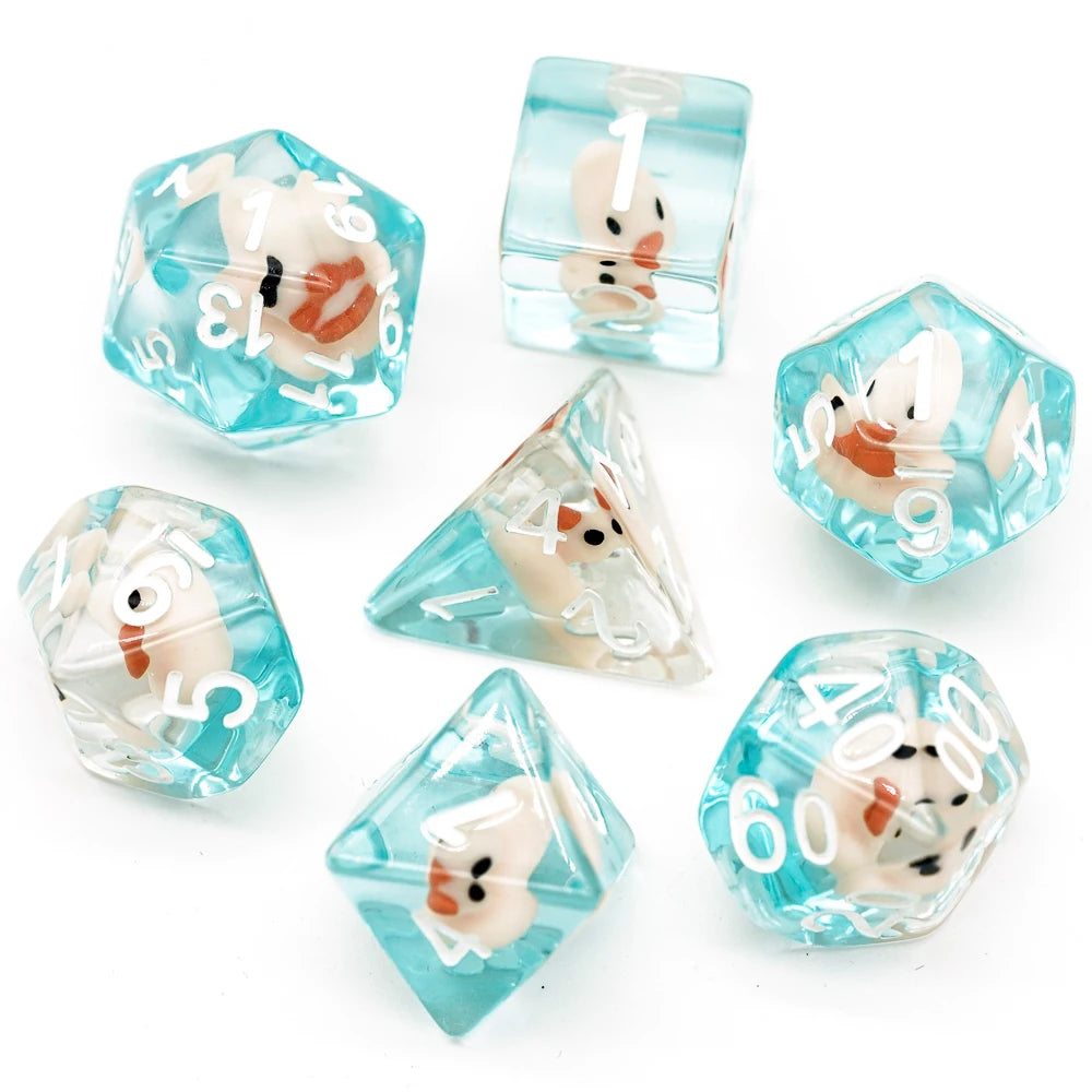 Cusdie Cute Animals DnD Dice Resin D4 D6 D8 D10 D% D12 D20 Polyhedral Dice Set for D&D Pathfinder Role Playing Table Board Games
