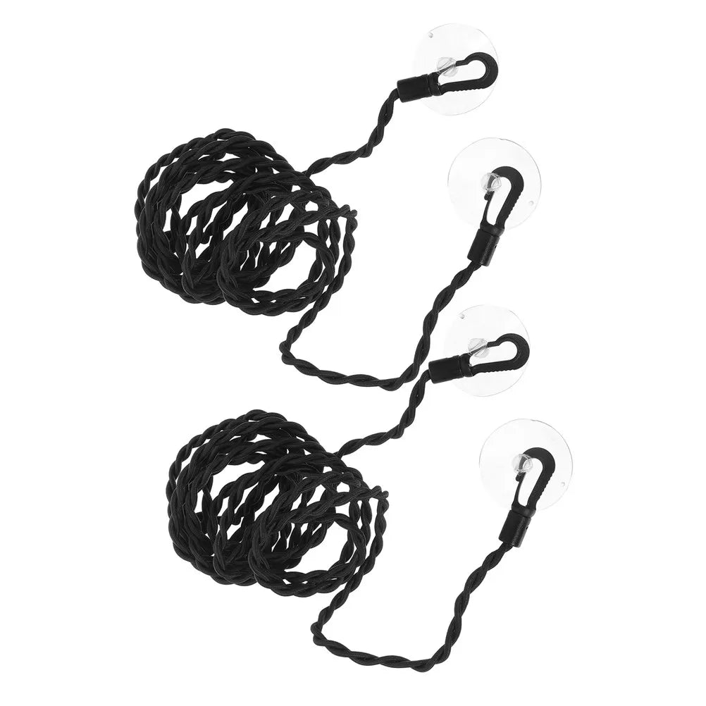 2Pcs Travel Clothesline Elastic Braided Cord Windproof Hanging Drying Rope Portable Suction Cups Camping Outdoor Home Use