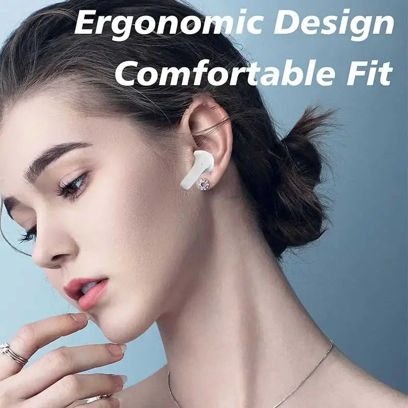 JS59 Wireless Earphones Bluetooth Headphones  5.3 Leather Texture Portable Compact Semi-In-Ear Stylish Audio Accessory