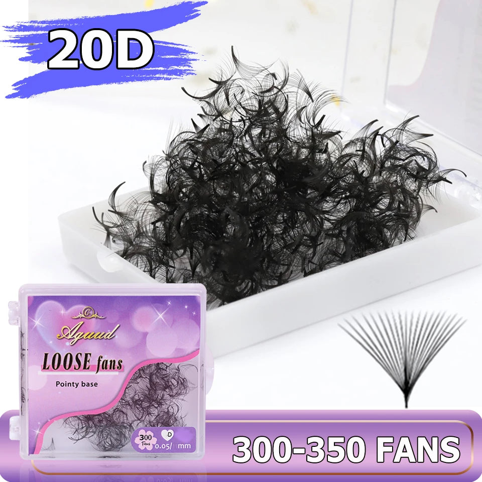 AGUUD Pro Made Fans Eyelash Extension Thin Pointy Base Promade Fans Loose Bulk Premade Fans Loose Russian Volume Lashes Cilio