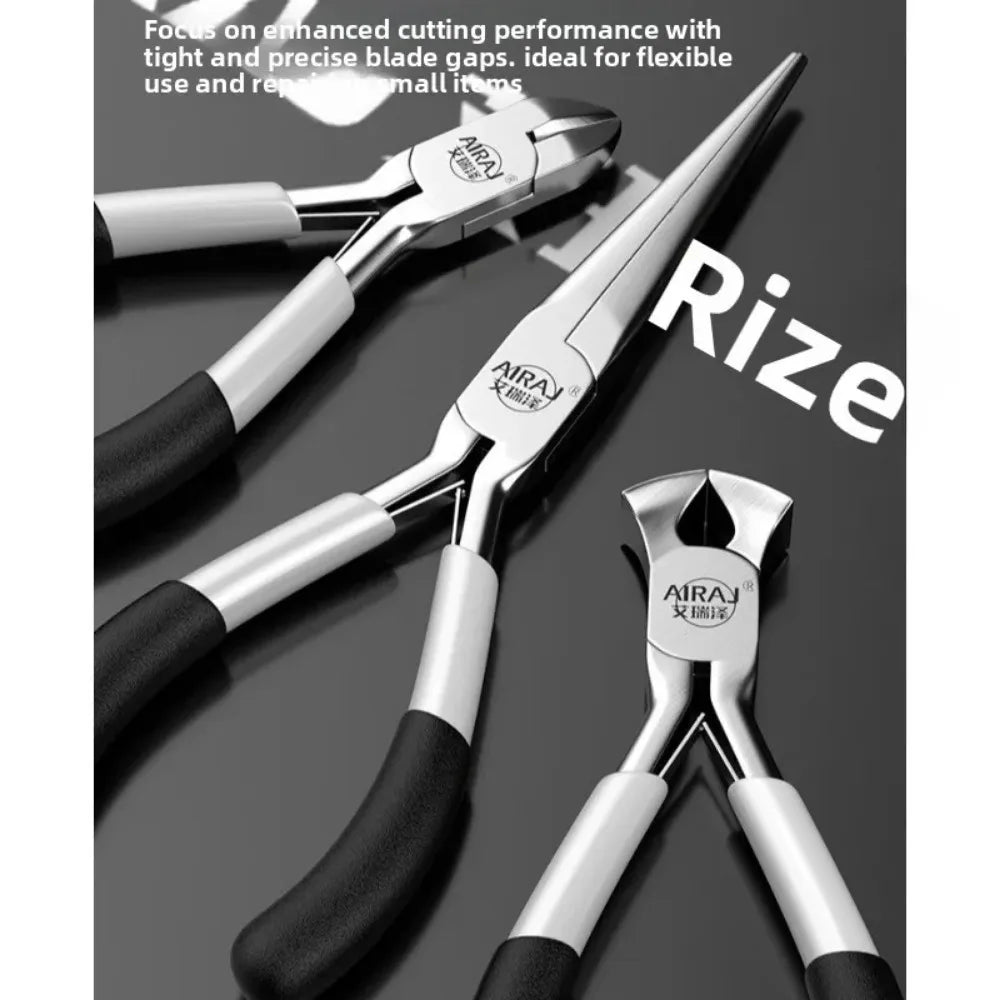 Mini Pointed Toothless Flat Mouth Extended Needle Mouth Oblique Mouth Pliers Flat Mouth Wire Binding Pliers Set