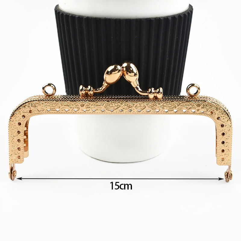 1/2/5Pcs 8.5-20cm Metal Gold Embossed Bag Handle Purse Frame Kiss Clasp for Women's Handbag Wallet DIY Handmade Bags Accessories