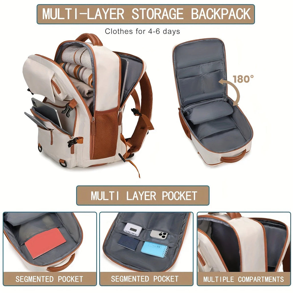 ZUOKEDISI Airlines Approved 15.6-inch Laptop Travel Backpack with Shoe Box and Luggage Strap, Hiking Backpack