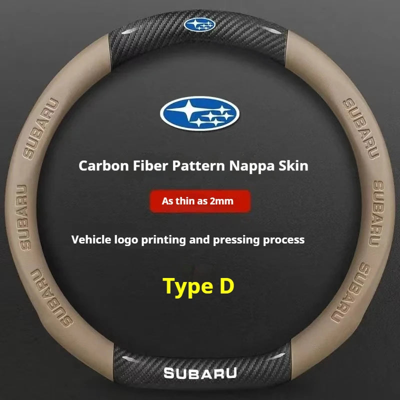 For Subaru Brz Wrx Xv Ascent Forester Outback Impreza Legacy Car AntiSlip Carbon Fiber Leather Ultrathin Steering Wheel Cover