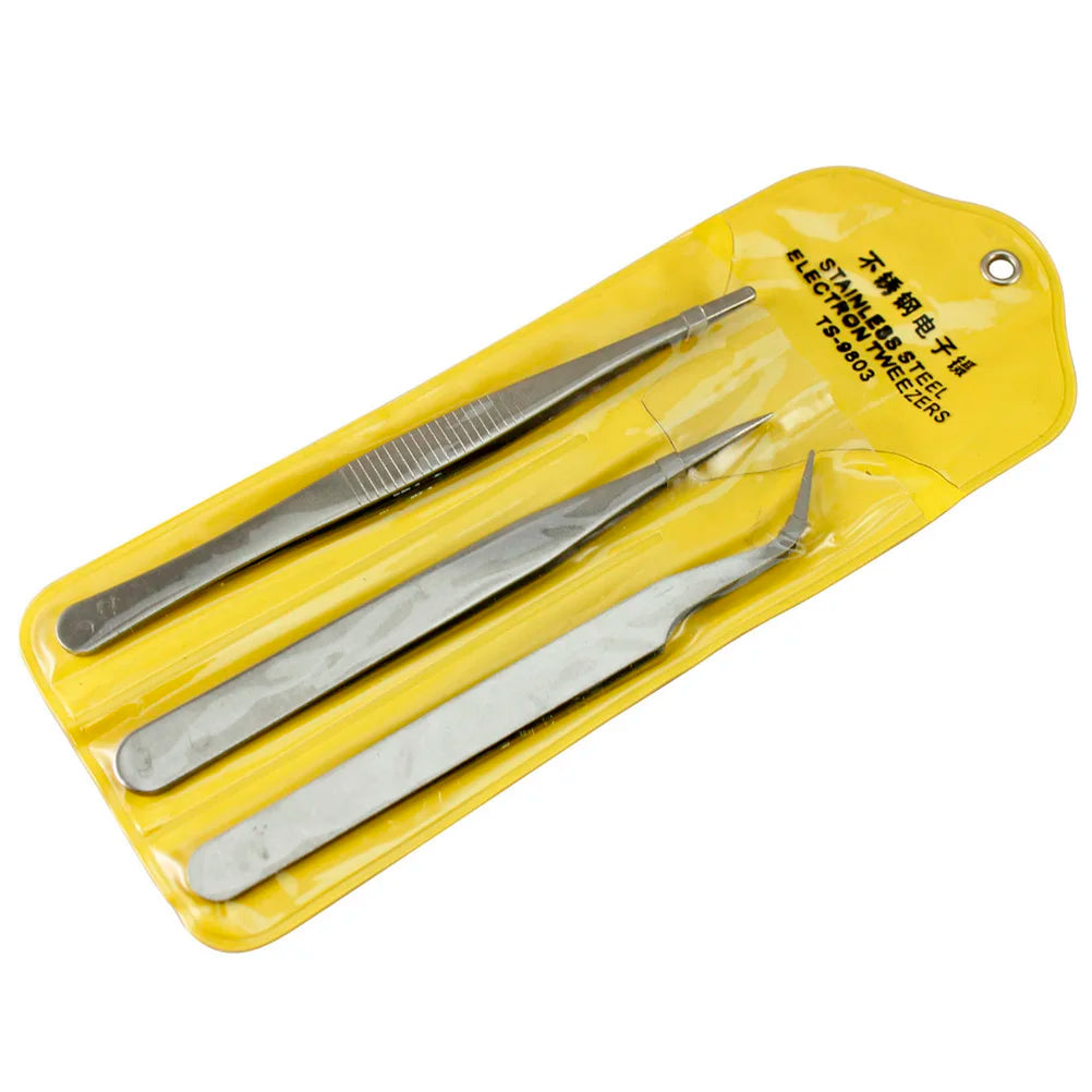 High Quality 3pcs Repair Precision Assembly Set Tool Stainless Steel Electronic Tweezers