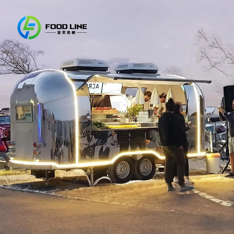 Fully Equipped Cart Trailers Fast Food Custom Cream Food Truck  with Full Equipment Mobile Food Trailer