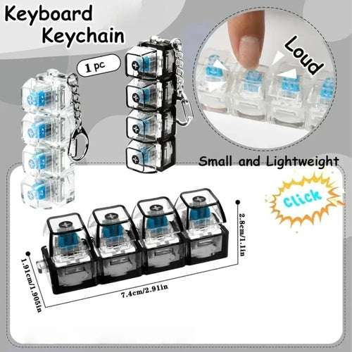 /*LED Keyboard Keychain Fidget Toys Crystal Clicker Sensory Toy for Stress Relief Keyboard Keychain Fidget Gadget for Adults Kid