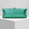 Classical Long Box Evening Bag Women's Luxury Green Wedding Bag  Versatile Pure Color Pillow Clutch Purse with Crossbody Chain