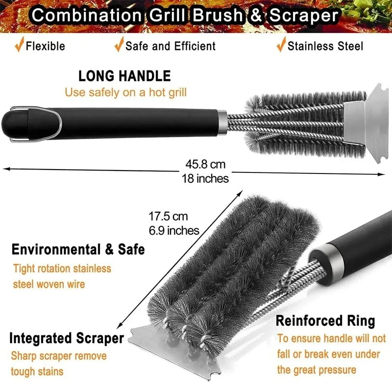 BBQ grill cleaning brush steel wire brush for cleaning BBQ grill and BBQ stove steel brush specialized cleaning tool for BBQ