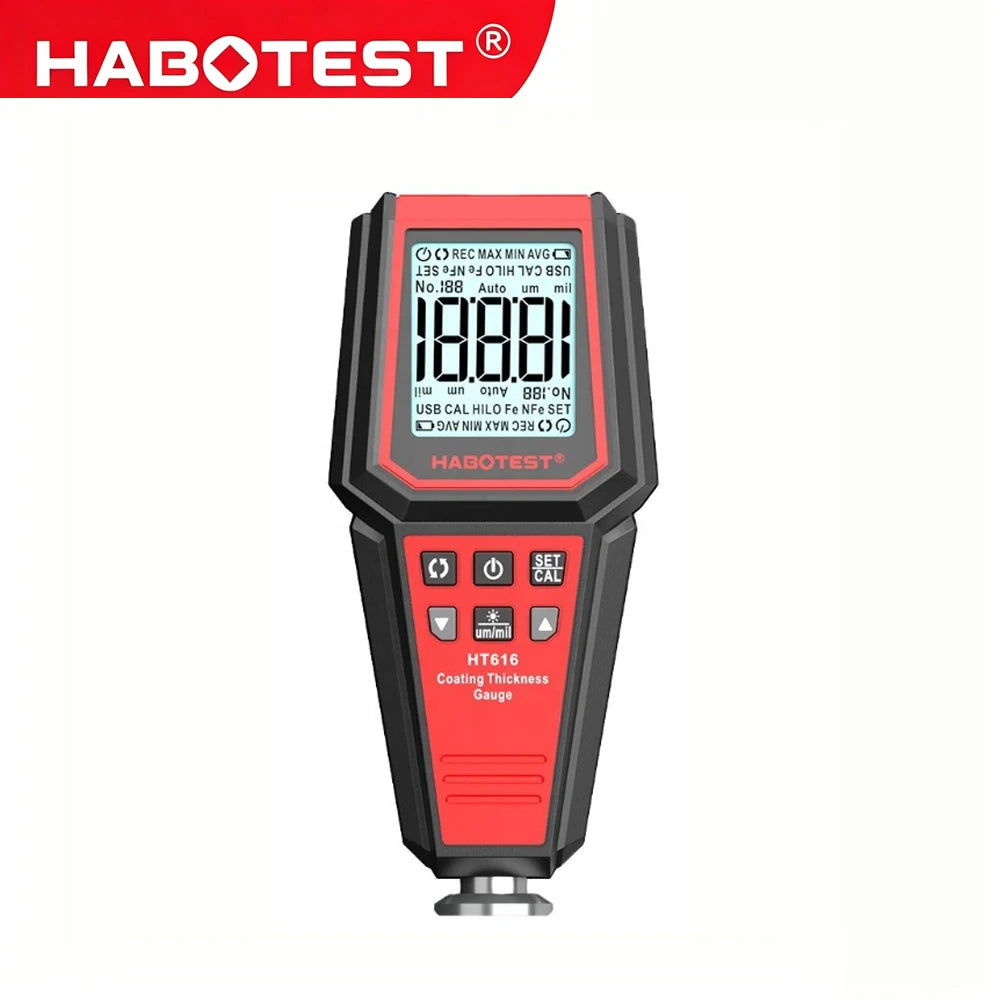 HABOTEST HT616 Digital Rechargeable Car Plating Tester Measurement Layer Film Paint Measuring Instrument Coating Thickness Gauge