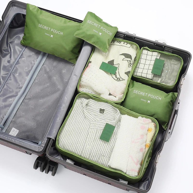 Waterproof luggage Clothing Underwear Storage Bag With Zipper Travel Storage Bag With large Capacity of 6 Pieces/set