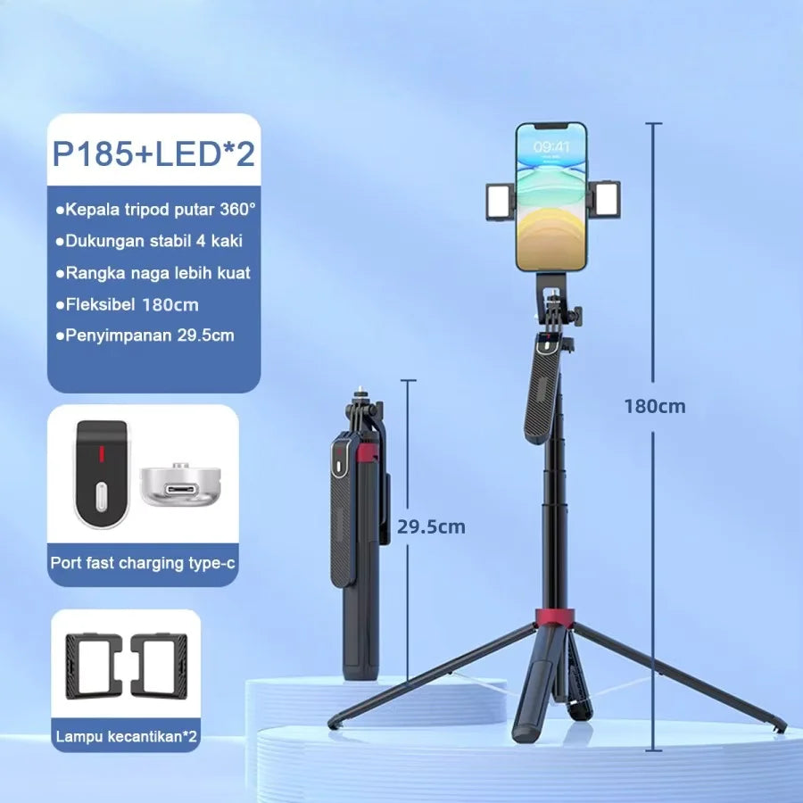 Professional Portable 360° Rotating Camera Tripod Stand with Wireless Remote Control - Adjustable Height for Smartphone/Camera