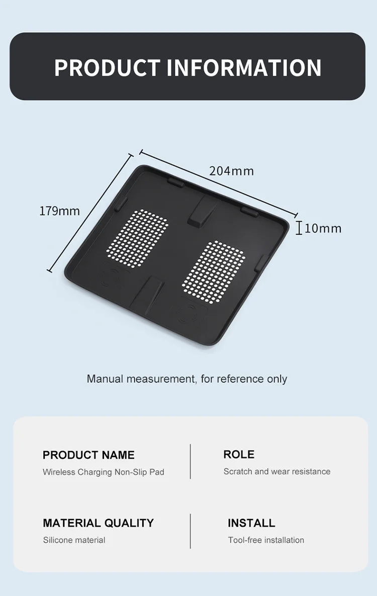 For BYD Shark 6 2024 2025 2026 Car Storage Box Rubber Mat Wireless Charging Silicone Pad Interior Anti-slip and Dustproof Pad