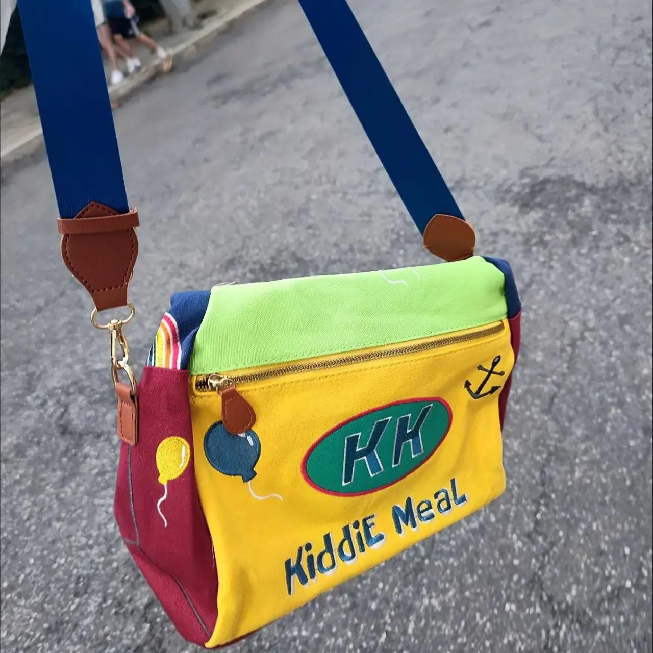 Y2K Cartoon Shoulder Bag Anime Underarm Funny Crossbody Tote Bag Cute Canvas Messenger Zip Handbag Kawaii Travel Bag Storage Bag