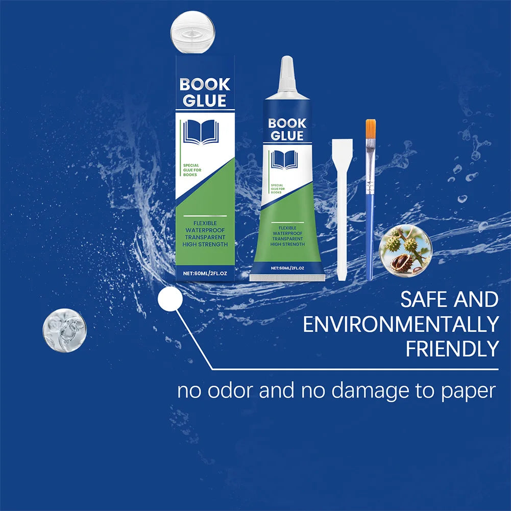 Professional Book Glue with Brush Transparent Book Binding Adhesive Quick-Drying Repair Glue for Envelopes Postcards Paper Craft