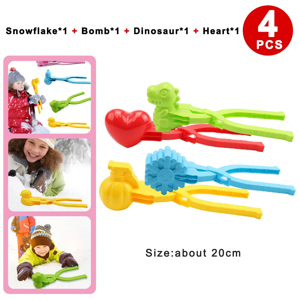 4pcs Cute Bear Duck Snowball Clip Snow Clay Ball Maker Creative Snowballs Mold Snow Shovel for Kids Outdoor Sports Snow Toys