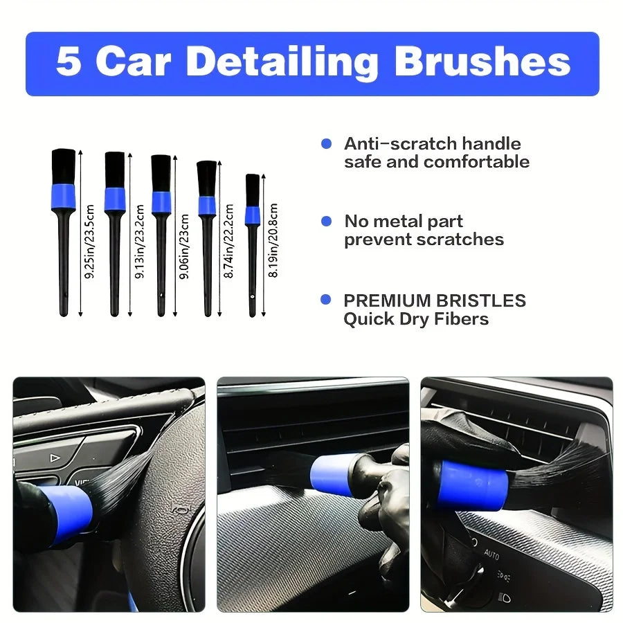 28pcs Car Wash Detail Kit, Multi-Purpose Drill Brush Set, Dust Removal Brush, Waxing Sponge Pad, Professional Car Care Kit