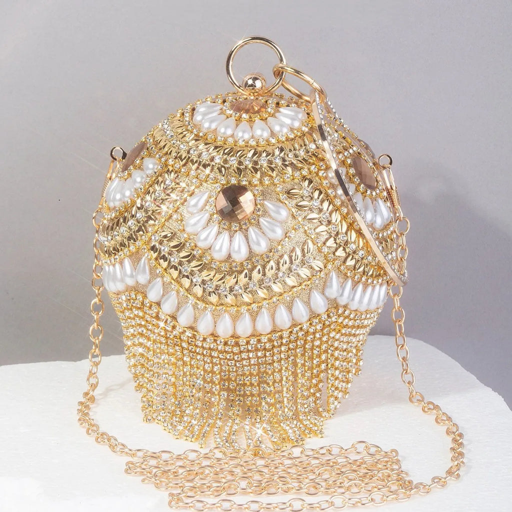 Shiny Rhine Diamonds Cosmetic Bags Portable Ladies Dinner Bags Handmade Bags Light Luxury
