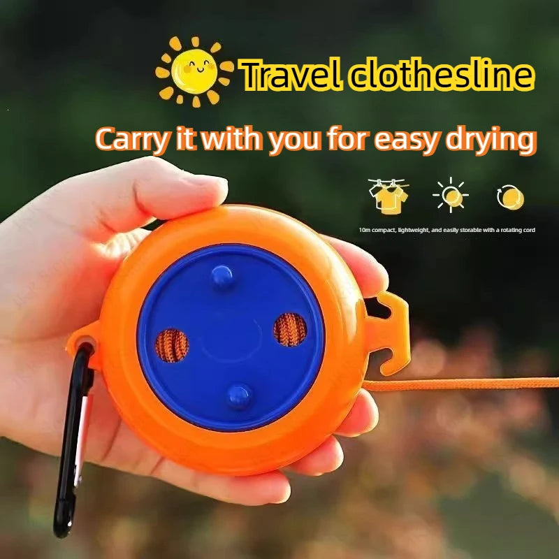 Windproof Travel Clothesline 10M Portable Retractable Laundry Drying Rope Anti Slip Cord for Balcony Outdoor Camping