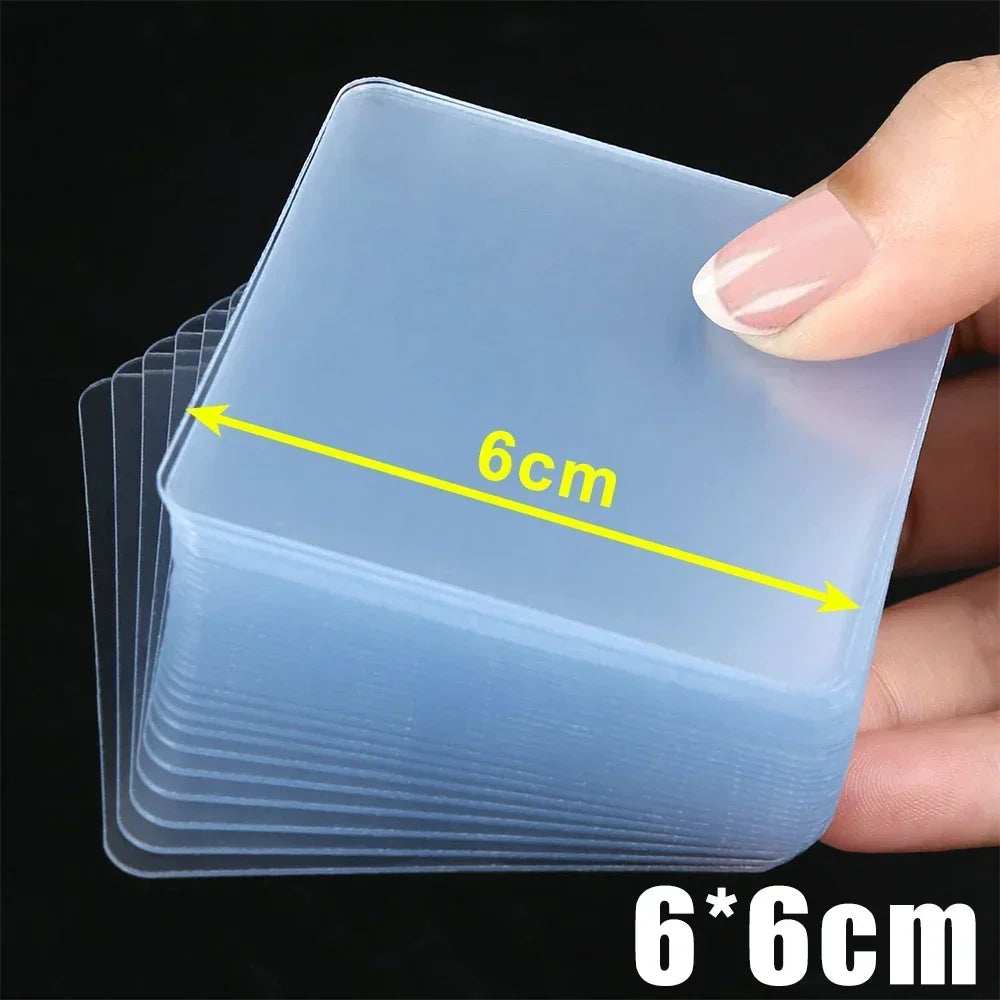 Reusable Strong Double Sided Tape PVC Transparent Square Wall Adhesive Stickers for Hooks Waterproof Traceless Home Glue Tapes