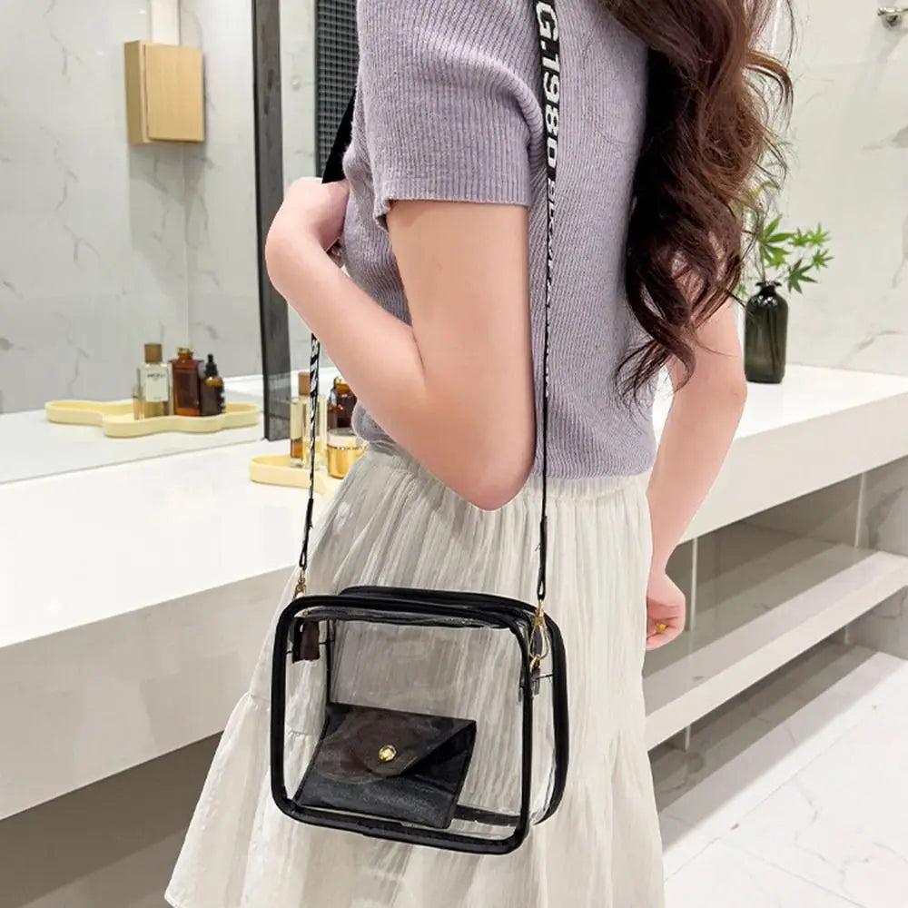 Fashion PVC Crossbody Bags Handbag with Small Phone Bags Transparent Jelly Bag Small Square Bag Women