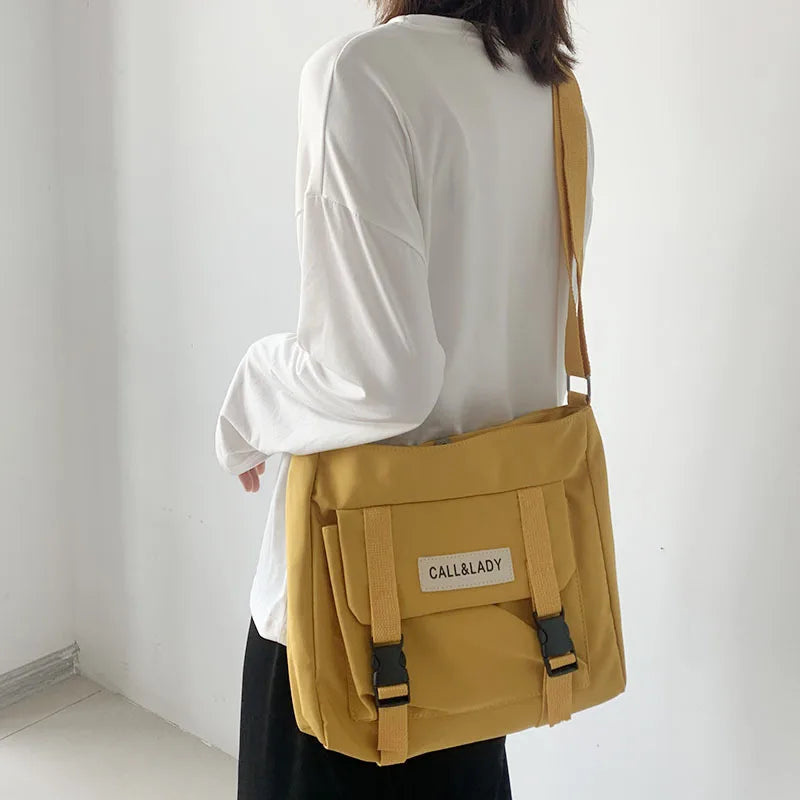 Waterproof Canvas Diagonal Cross Bag Youth Fashion Version Ladies Large Capacity Shoulder Bag Solid Color Women Messenger Bags