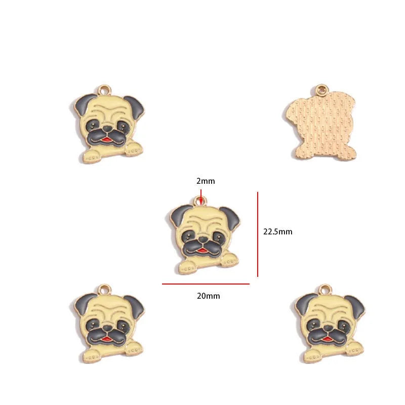 12pcs Alloy Drip Oil Cute Pet Dog Jewelry DIY Pendant Earrings Necklace Accessories Keychain Pendant Handmade