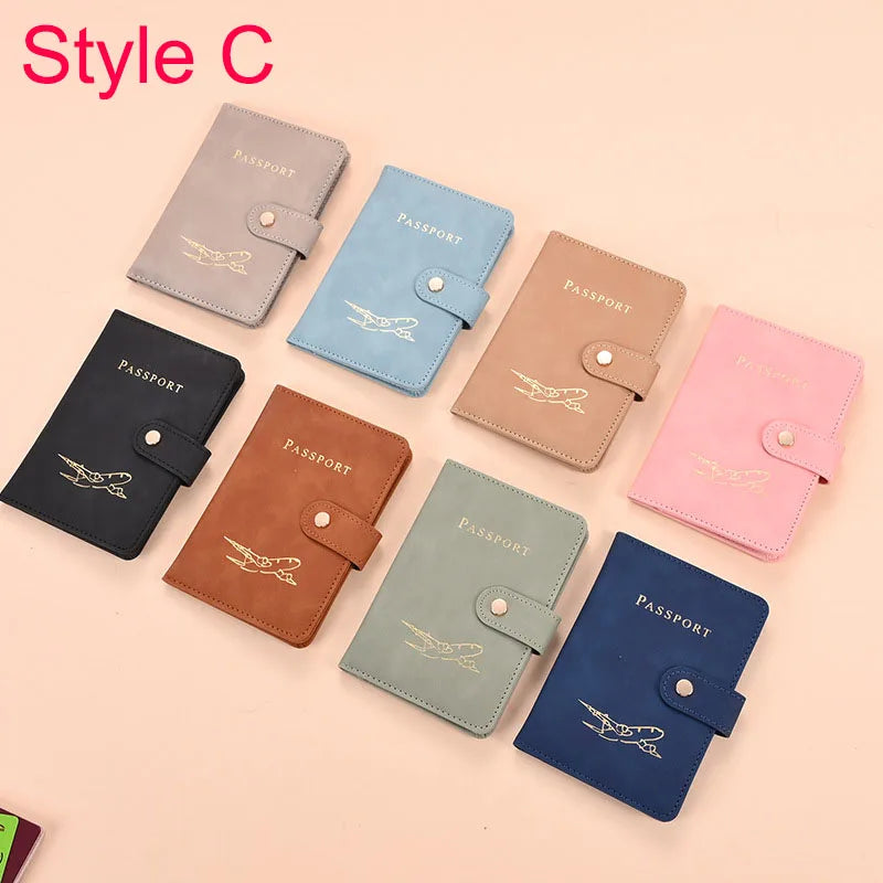 Leather Passport Holder Covers Case Waterproof Travel Credit Card Wallet Cute Passport Book for Women/Men Buckle Passport Cover