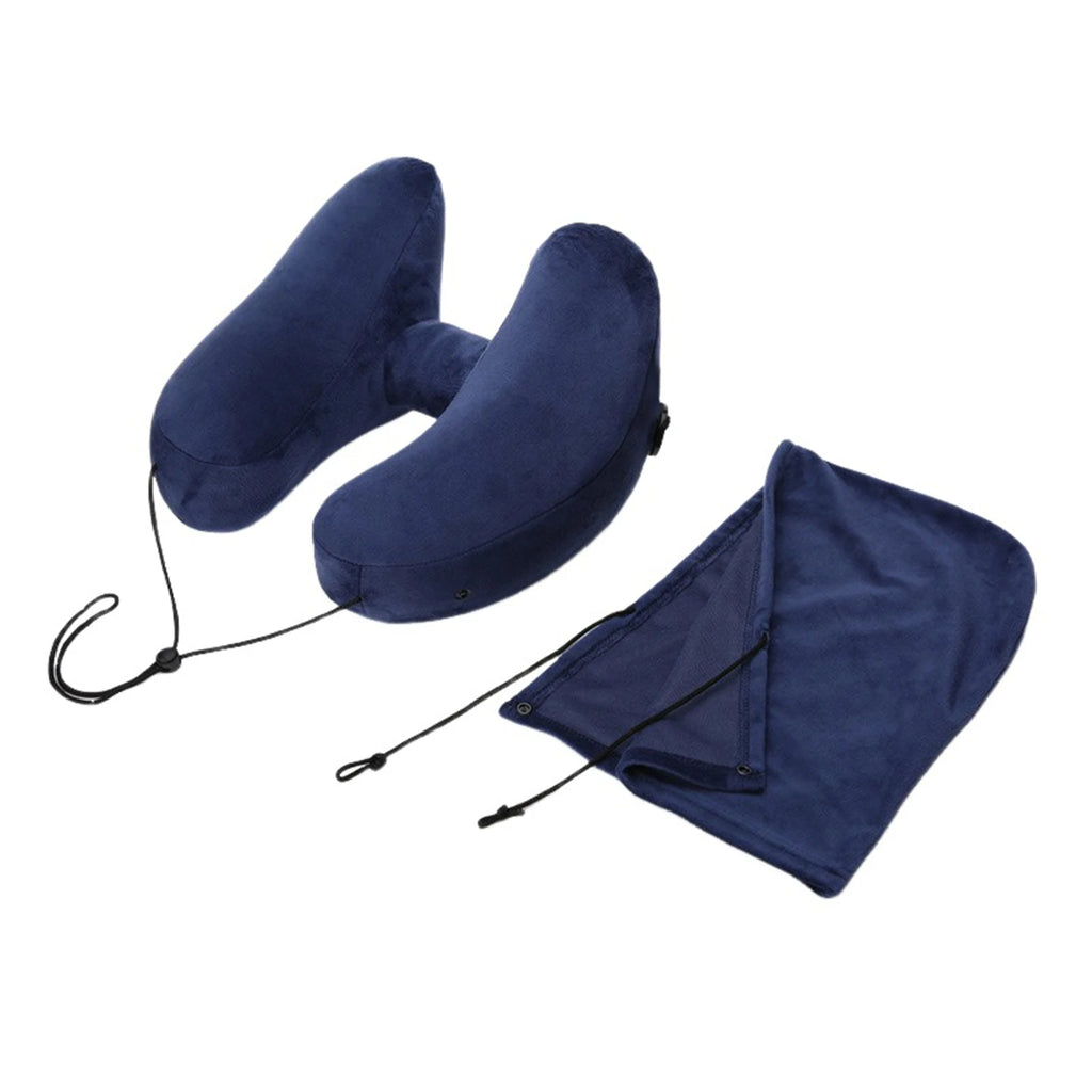 Inflatable Neck Pillow With Hat,U Shape Travel Neck Pillow,Comfort Support Inflatable Airplane Pillow,Airplane Neck Cushion