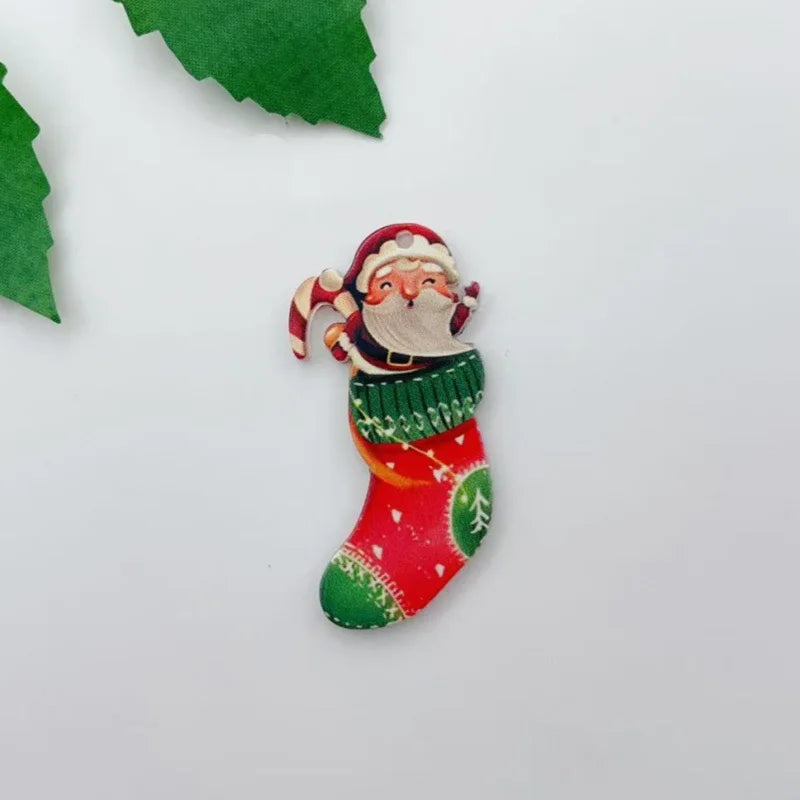 10pcs Christmas Series Acrylic Accessories - Santa Claus, Heart, Creative Bear, and More Decorative Add-ons
