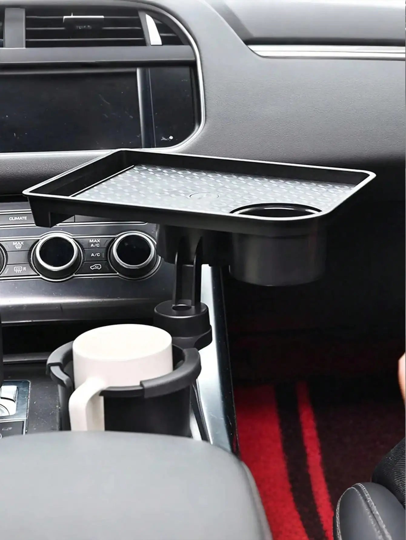 2-in-1 Car Cup Holder Tray – 360° Rotatable Tabletop, with Stable Base & Phone Slot, Durable Interior Accessory