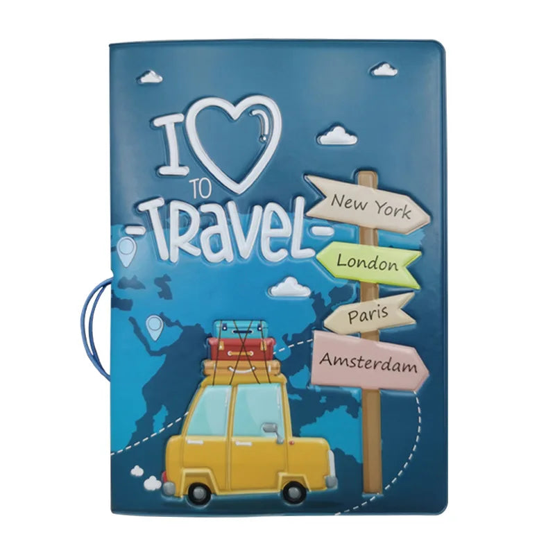 1 Piece I Love Travel 3D PVC Passport Case/Cover Passport Holder/Wallet School Supplies Stuff for Students