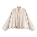 2025 autumn winter women bomber jacket bat sleeve zipper loose suede texture casual top European American style
