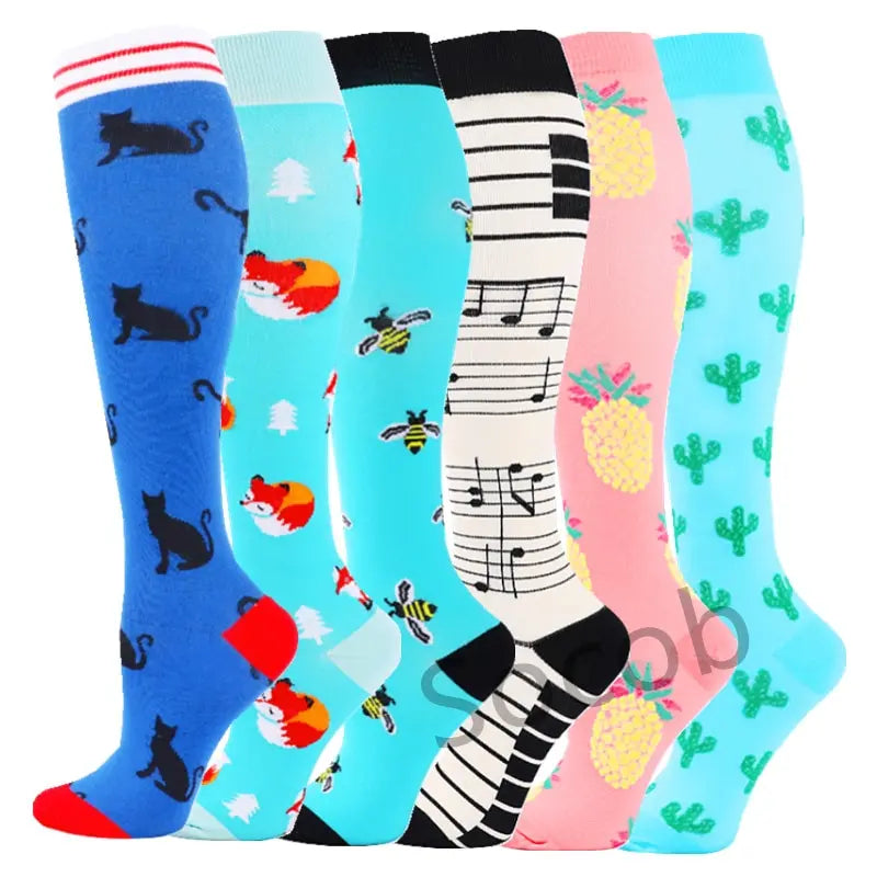 6/7 Pairs Compression Socks Varicose Diabetes Sock Running Cycling Hiking Touring Bicycle Marathon Outdoor Rugby Edema Long Tube