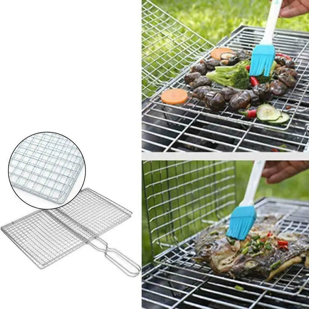 Barbecue Net Grilling Basket Grill BBQ Net Iron Mesh Clamp Steak Meat Fish Net Siz Vegetable Clip BBQ Tools