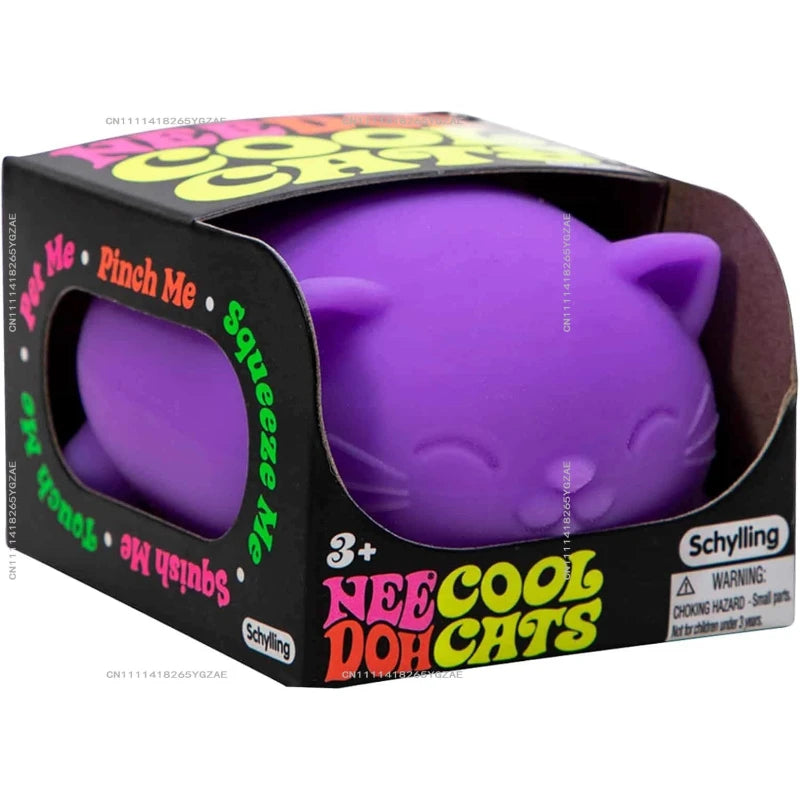 Schylling NeeDoh Cool Cats The Groovy Glob! Squishy, Squeezy, Stretchy Stress Balls Assorted Colors - 3 Pack