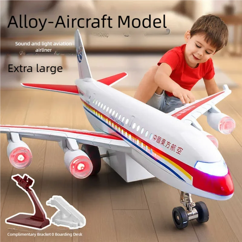 1pc China Eastern A380 Airplane Model Toy Metal Doors Opened Music Light Pull Back Wheels Aircraft Collection Gifts Ornaments