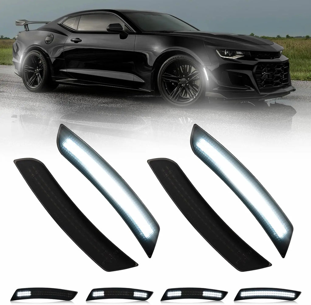For Chevy Camaro Front Rear Side Marker Light Assemblies LED Car Lights for Chevrolet Camaro 2015-2023 Smoked Lens Fender Light