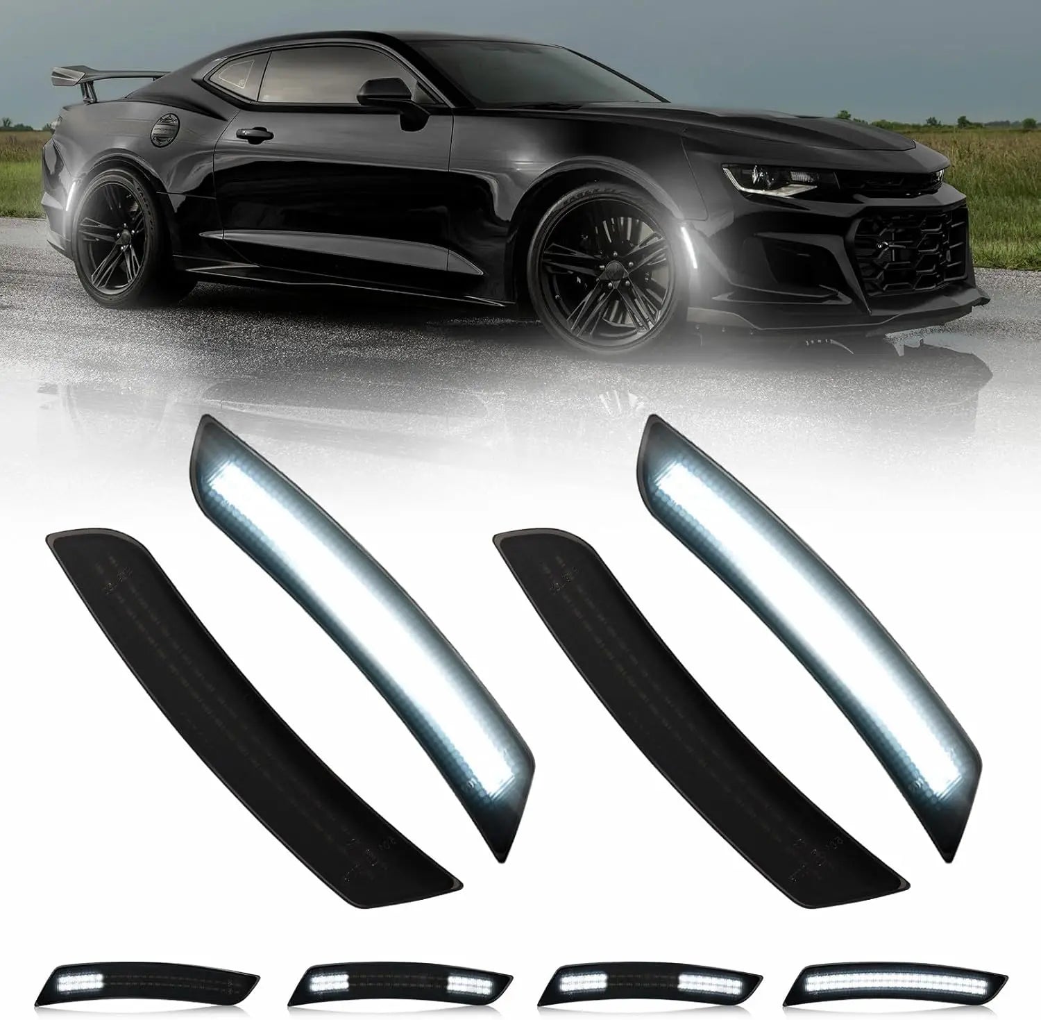 For Chevy Camaro Front Rear Side Marker Light Assemblies LED Car Lights for Chevrolet Camaro 2015-2023 Smoked Lens Fender Light