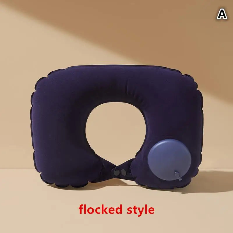 Flocking Inflatable Portable Neck Pillow That Can Be Stored And Self Filled Suitable For Outdoor Business Trips Camping〔CC33〕