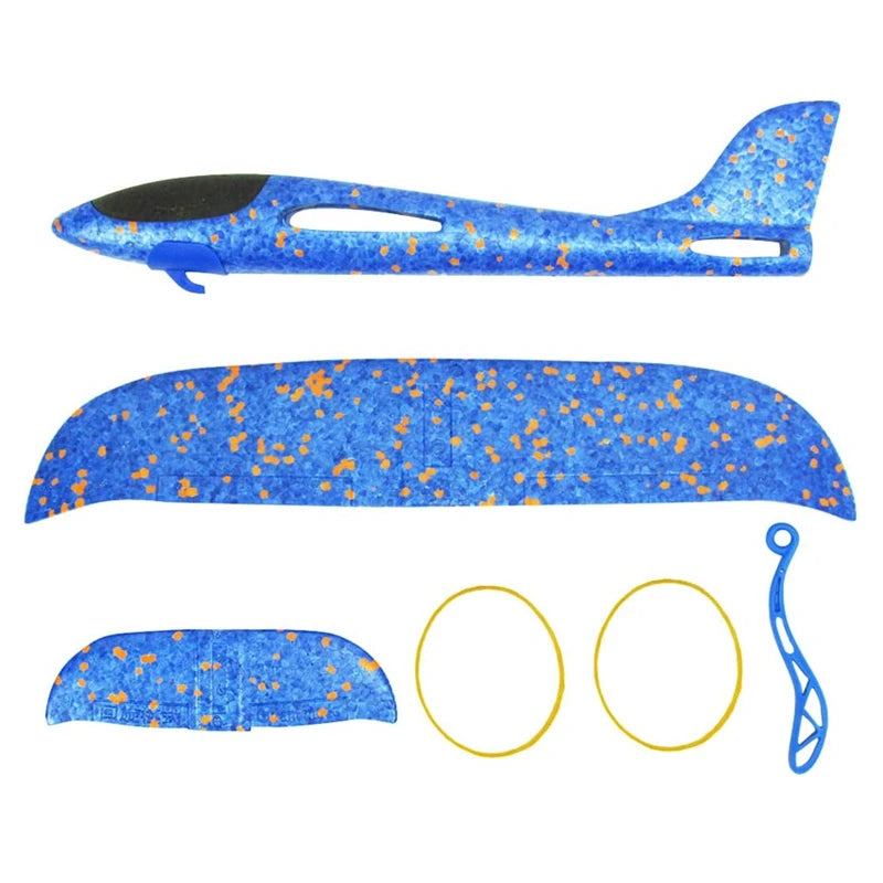 Rubber Band Launch Foam Airplanes 13.5" Throwing Plane Glider Outdoor Catapult Slingshot Plane Toy Flying Gifts for Kids