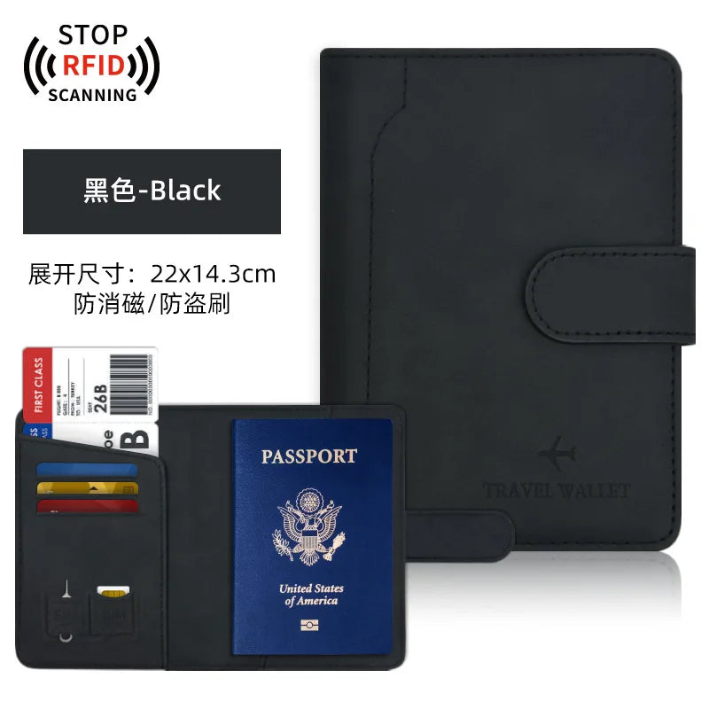 PU Passport Holder Travel Wallet Stop RFID Passport Covers Splicing Magnetic Buckle Passport Pouch ID Holder Air Ticket Holder