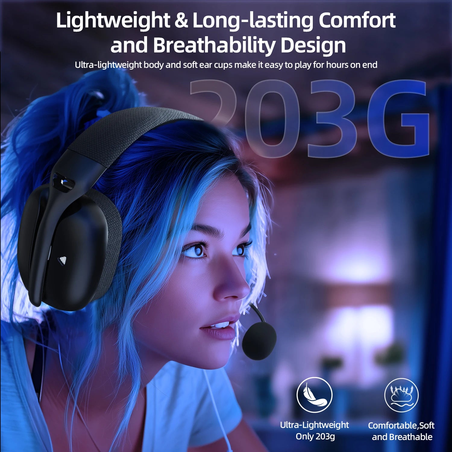 Attack Shark L80 PRO 3-in-1 Gaming Headset 2.4G Bluetooth 5.3 3.5mm Wired 40mm Hi-Fi 20ms Ultra Low Latency Headphones