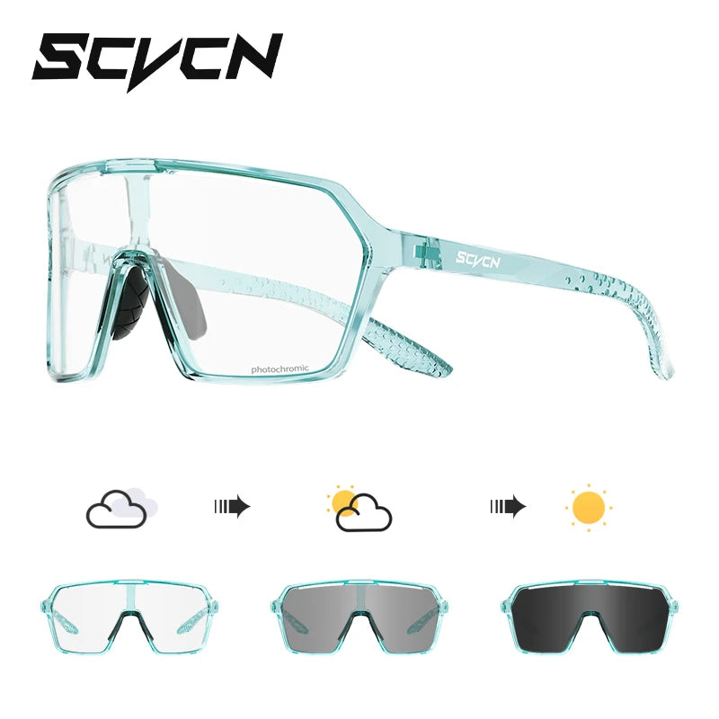 SCVCN Photochromic Hiking Cycling Glasses Outdoor Running Sunglasses Stylish Hiking Driving Glasses Casual Sports Sunglasses