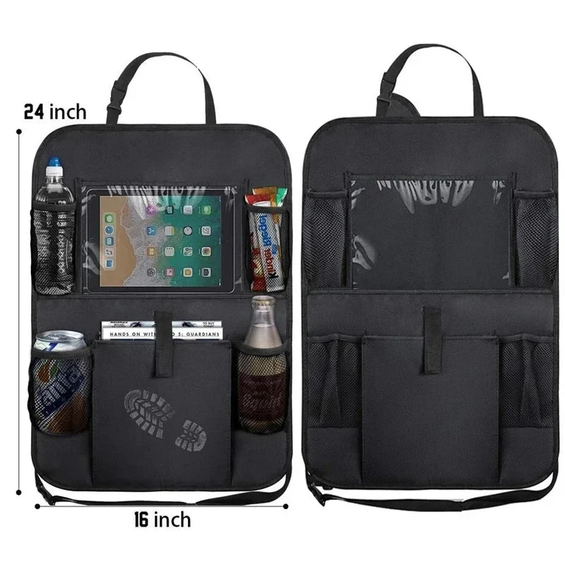 Car Seat Organizer Multifunctional Oxford Fabric Car Back Multi Pocket Storage Bag with Tablet Holder Protector for Kids
