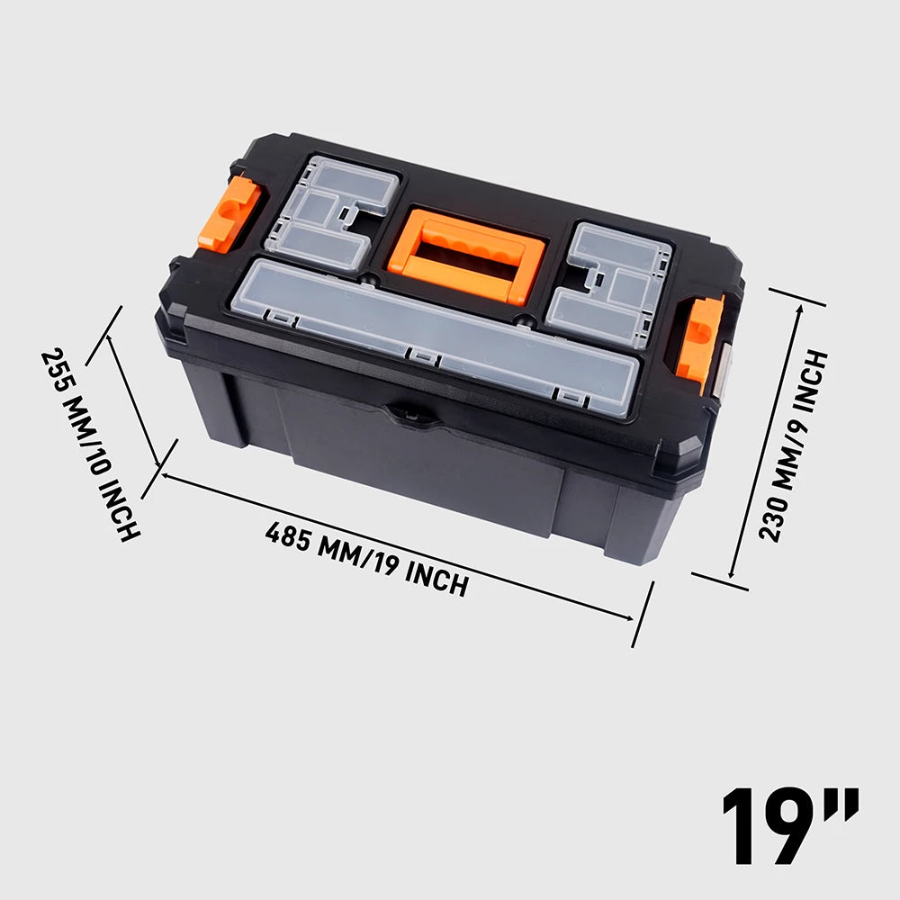 Portable Trolley Toolbox Set 17 "/19" /21 " Plastic Toolbox Set with Handle, Stackable, Multi-functional Tool Storage Box Set