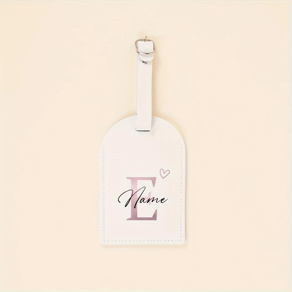 Custom Name Tag - Elegant Font Engraving Name/Initials, PU Material - Wedding, Birthday, Travel Gift - Customizable Letter (A-Z)