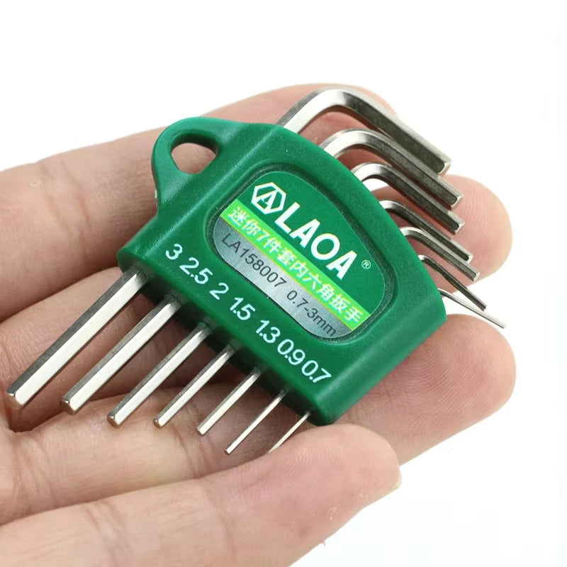 LAOA S2 Alloy Steel Mini Hex Wrench Set Small Miniature Allen Key Spanner 0.7/0.9/1.3/1.5/2/2.5/3mm for Precision Work